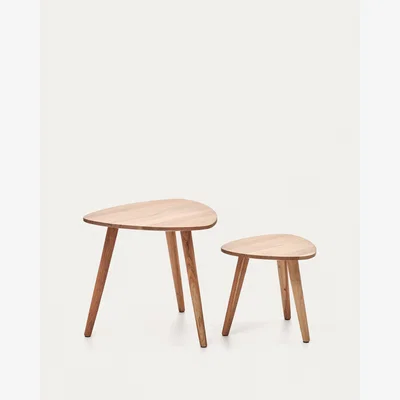 Kave Home Eluana set of 2 nesting side tables in solid acacia wood with natural finish