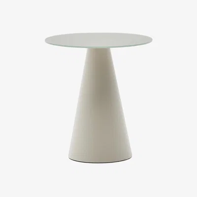Kave Home Wilshire tempered glass and metal side table with a matte grey finish, Ø 50 cm