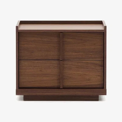 Kave Home Onix bedside table with 2 drawers with walnut veneer in a dark finish, 60 x 59 cm
