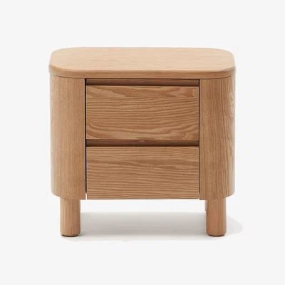 Kave Home Salaya bedside table in ash plywood FSC Mix Credit, 55 cm x 50 cm