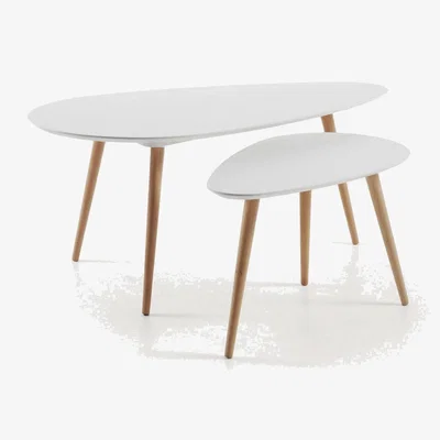Kave Home Kirb set of 2 side tables oval white