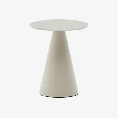 Kave Home Wilshire side table with frosted tempered glass and steel with matt grey painted finish Ø35cm