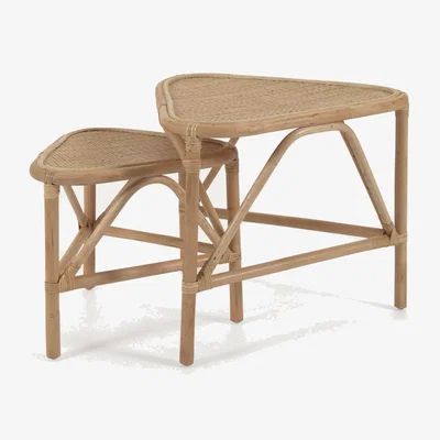 Kave Home Queenie set of 2 rattan side tables with natural finish, 65 x 53 cm and 50 x 42 cm