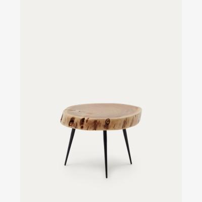Kave Home Eider Side Table made of solid acacia wood and steel Ø 30 cm