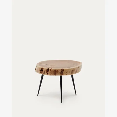 Kave Home Eider Side Table made of solid acacia wood and steel Ø 30 cm