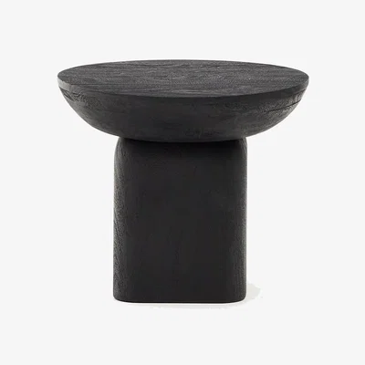 Kave Home Ovak side table in solid acacia wood with black finish FSC 100% Ø50cm