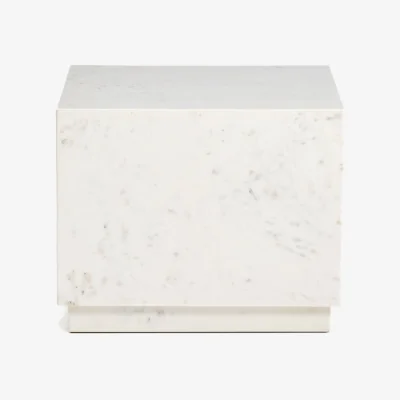 Kave Home Sorein side table in white marble 50 x 50 cm