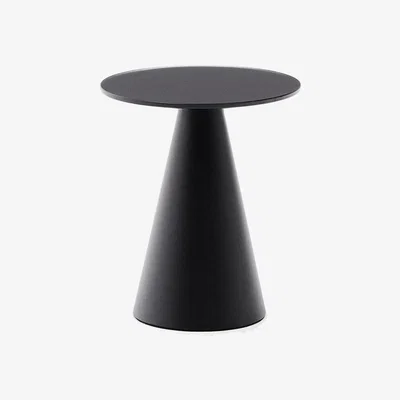 Kave Home Wilshire side table with frosted tempered glass and steel with matt black painted finish Ø35cm