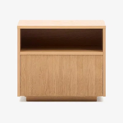 Kave Home Helvine bedside table with 1 drawer in oak veneer, 60 x 52 cm FSC 100%