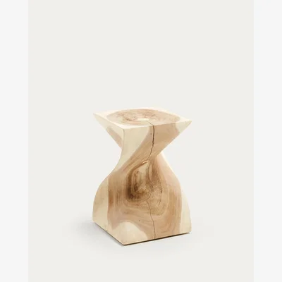 Kave Home Hakon solid rain tree wood side table, 30 x 30 cm