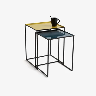 La Redoute Set of 2 Tivara Square Nesting Side Tables in Steel