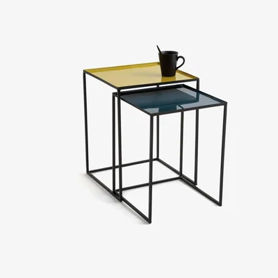 La Redoute Set of 2 Tivara Square Nesting Side Tables in Steel