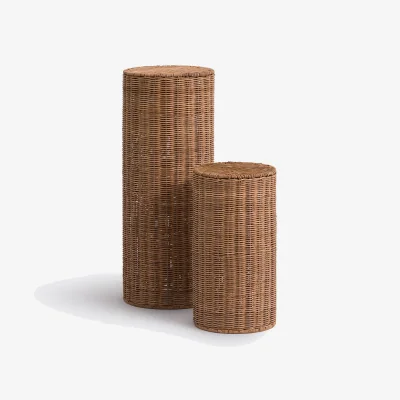 La Redoute Set of 2 Farito Rattan Scalloped Edged Side Tables