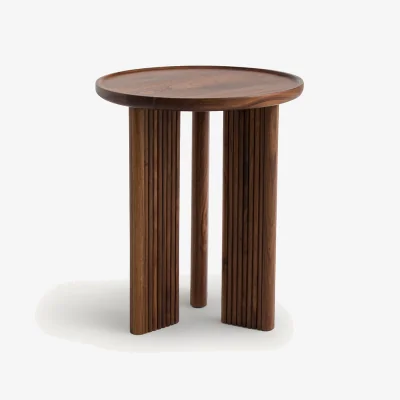 La Redoute Diagil Round Walnut End Table