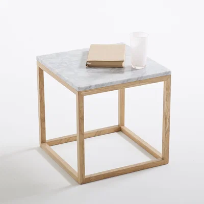 La Redoute Crueso Side Table in Marble & Solid Oak