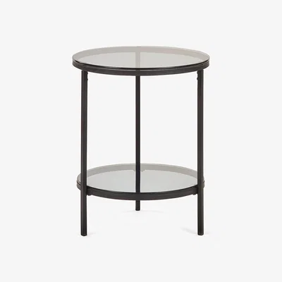 La Redoute Dallas Smoked Glass Round Side Table with Shelf