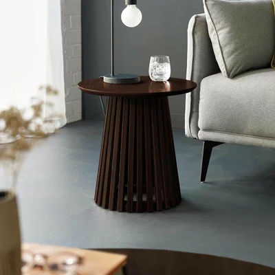 La Redoute Osric Round Dark Oak Slatted Side Table