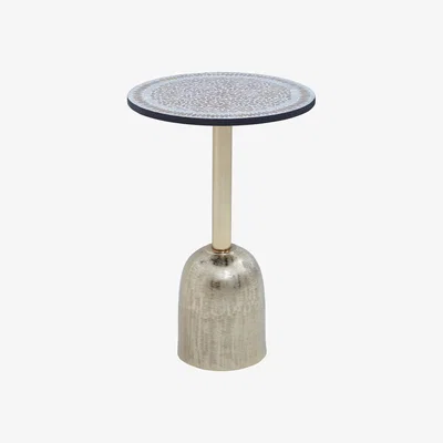La Redoute Dome Pedastal Gold Side Table with Mosaic Top