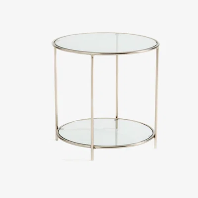 La Redoute Sybil Round Satin Nickel End Table