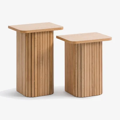 La Redoute Set of 2 Latti Side Tables in Oak Veneer