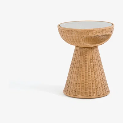 La Redoute Provence Rattan and Glass Side Table