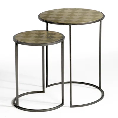 La Redoute Édric Set of 2 Side Tables in Aged Brass