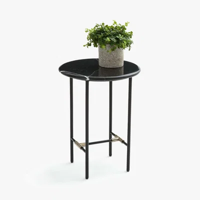 La Redoute Botello Side Table with Black Marble Top