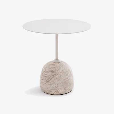 La Redoute Balastro Side Table in Marble and Iron, Ø45cm