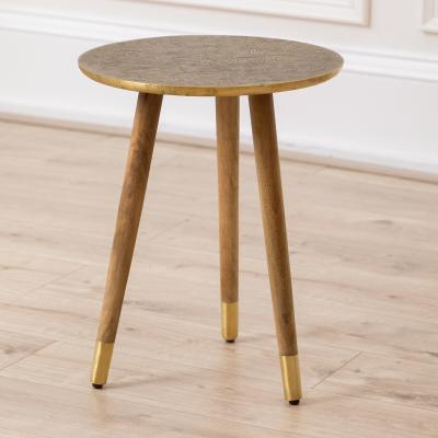 La Redoute Isadora Antique Embossed Brass Side Table