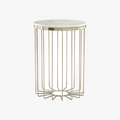 La Redoute Iron Side Table in White Marble