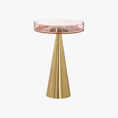 La Redoute Large Martini Side Table with Glass Top in a Pink Gold Finish