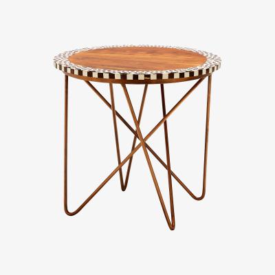 La Redoute Artisan Round Side Table Acacia Wood and Iron