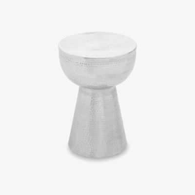 La Redoute Drum Style Side Table with Hammered Aluminium Finish