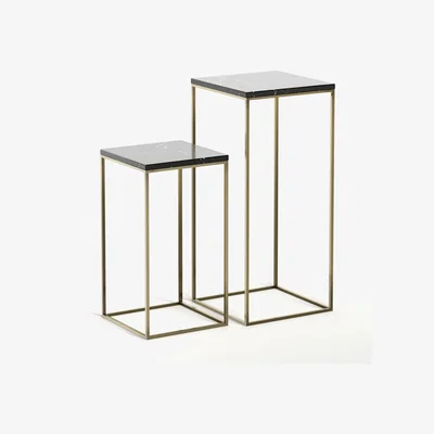 La Redoute Set of 2 Mahaut Marble & Metal Side Tables