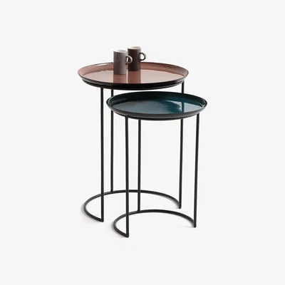 La Redoute Set of 2 Tivara Round Nesting Side Tables in Steel