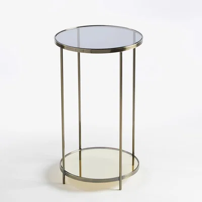 La Redoute Ulupna Round Aged Brass & Smoked Glass Side Table