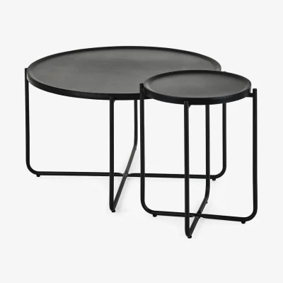 La Redoute Sarina Metal Round Coffee and Lamp Table Set