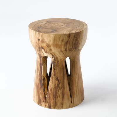 La Redoute Papung Sculpted Side Table in Suar Wood