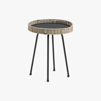 La Redoute PALMA Small Round Metal & Wicker Outdoor Coffee Table
