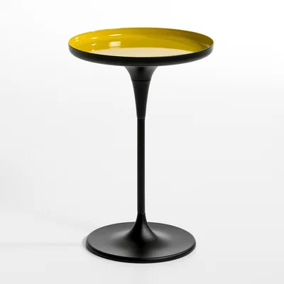 La Redoute Nymphea Pedestal Side Table in Glossy Metal