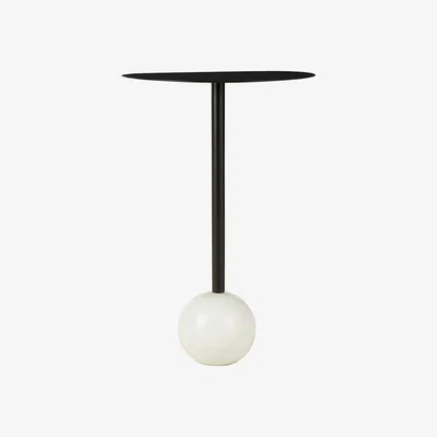 La Redoute Marble Globe Pedastal Side Table with Black Metal Top
