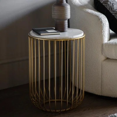 La Redoute Chennai Marble Side Table with Brass Frame