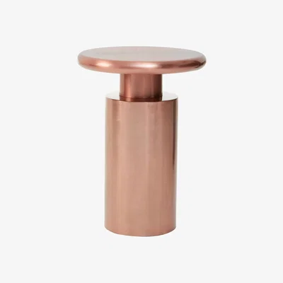 La Redoute Copper Sculptural Drum Round Side Table