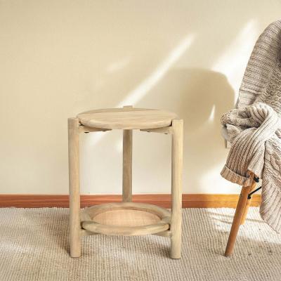 La Redoute Janika Rattan & Mango Wood Round Side Table