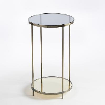 La Redoute Ulupna Round Aged Brass & Smoked Glass Side Table