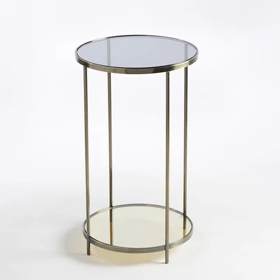 La Redoute Ulupna Round Aged Brass & Smoked Glass Side Table