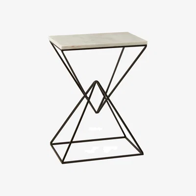 La Redoute Rectangular Side Table in White Marble