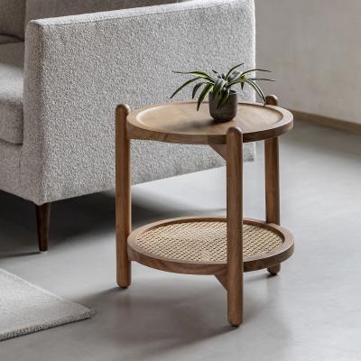 La Redoute Chico Round Side Table with Rattan Shelf
