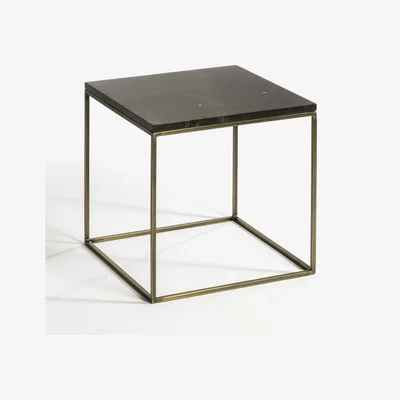 La Redoute Mahaut Side Table in Marble & Aged Brass