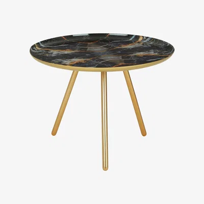 La Redoute Faux Marble Side Table with Gold Accents